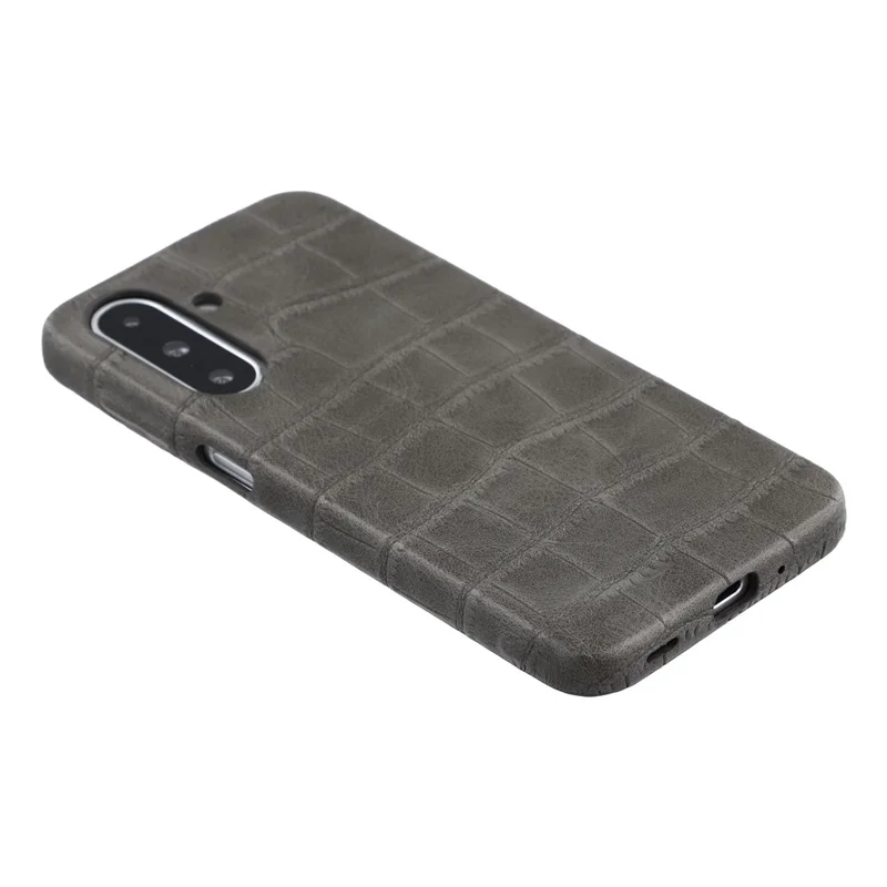 For Samsung Galaxy S25+ Case Crocodile Pattern PU Leather Coated PC+TPU Protective Cover - Grey