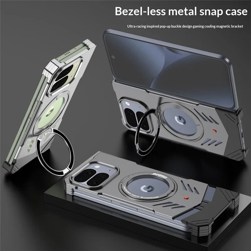 DYONG For Google Pixel 10 Pro Fold Metal Case Frameless Hollow Heat Dissipation Phone Cover with Kickstand - Tarnish