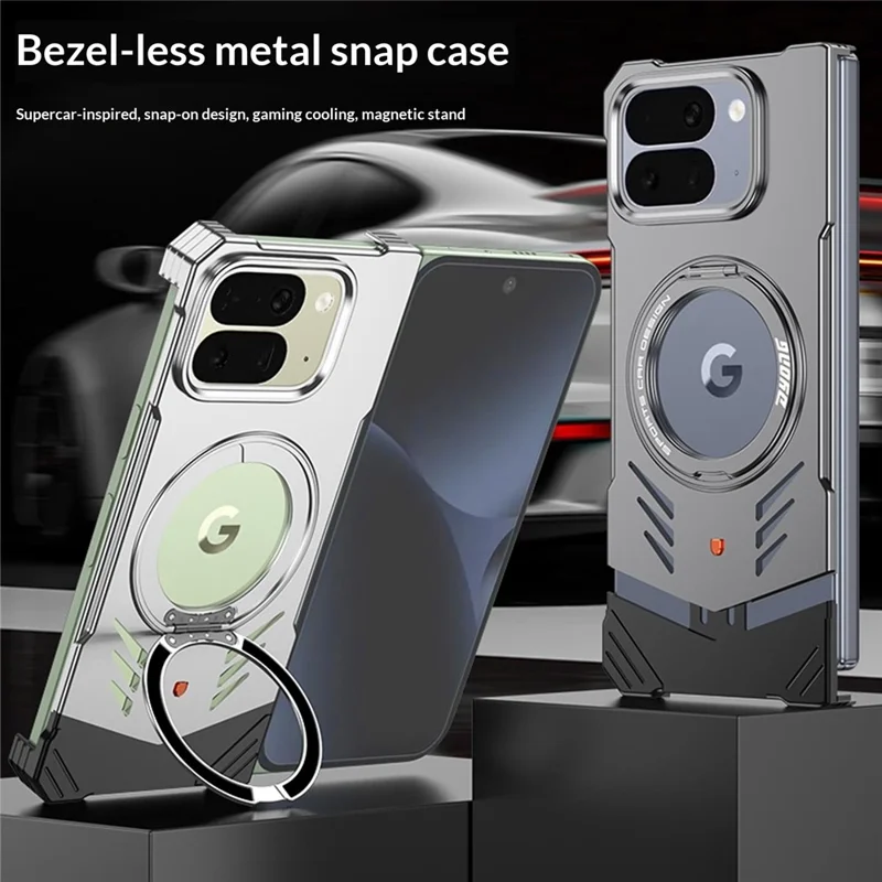 DYONG For Google Pixel 10 Pro Fold Metal Case Frameless Hollow Heat Dissipation Phone Cover with Kickstand - Tarnish