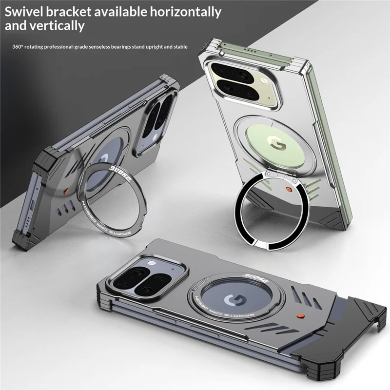 DYONG For Google Pixel 10 Pro Fold Metal Case Frameless Hollow Heat Dissipation Phone Cover with Kickstand - Tarnish