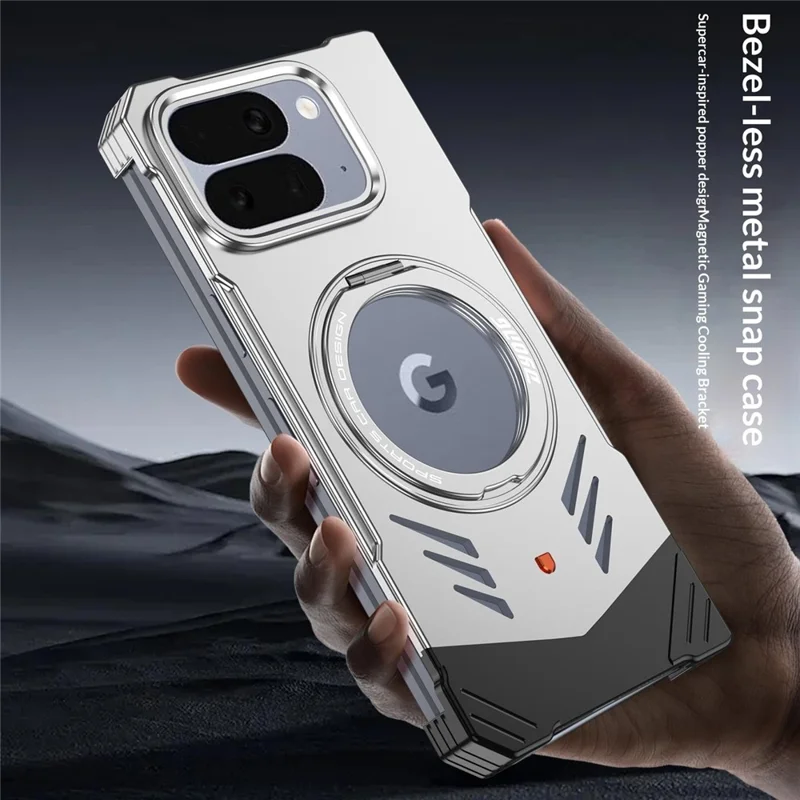 DYONG For Google Pixel 10 Pro Fold Metal Case Frameless Hollow Heat Dissipation Phone Cover with Kickstand - Tarnish