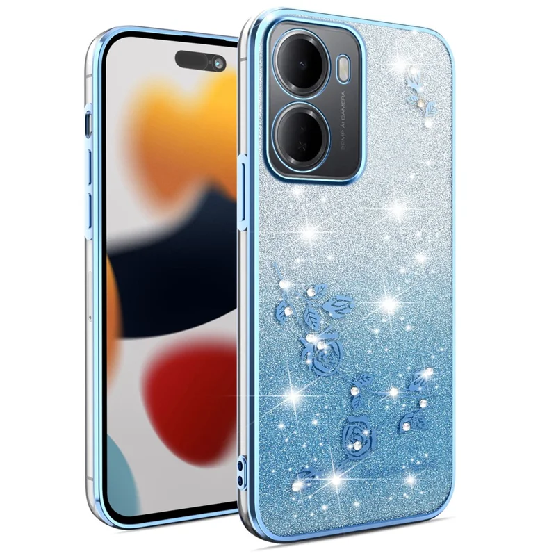 KADEM For Xiaomi Redmi 15a 5G Phone Case Flower TPU Flexible Gradient Phone Cover - Blue