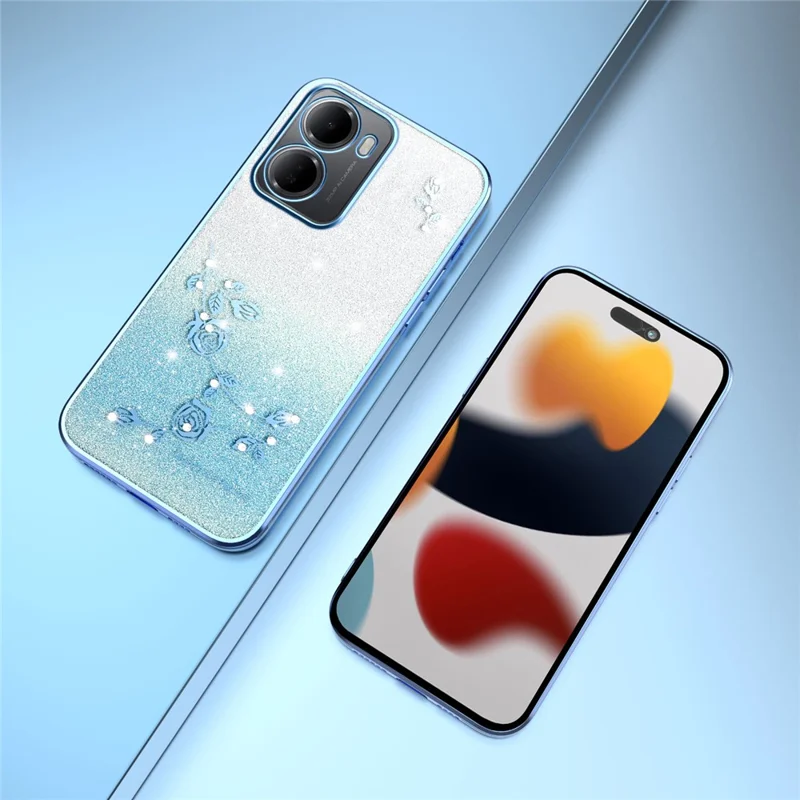 KADEM For Xiaomi Redmi 15a 5G Phone Case Flower TPU Flexible Gradient Phone Cover - Blue