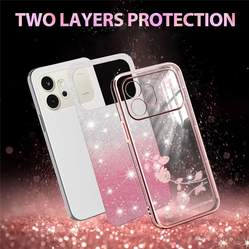 KADEM For Honor 600 5G Phone Case Flower TPU Flexible Gradient Phone Cover - Pink
