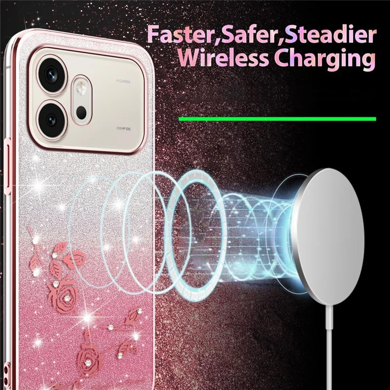 KADEM For Honor 600 5G Phone Case Flower TPU Flexible Gradient Phone Cover - Pink