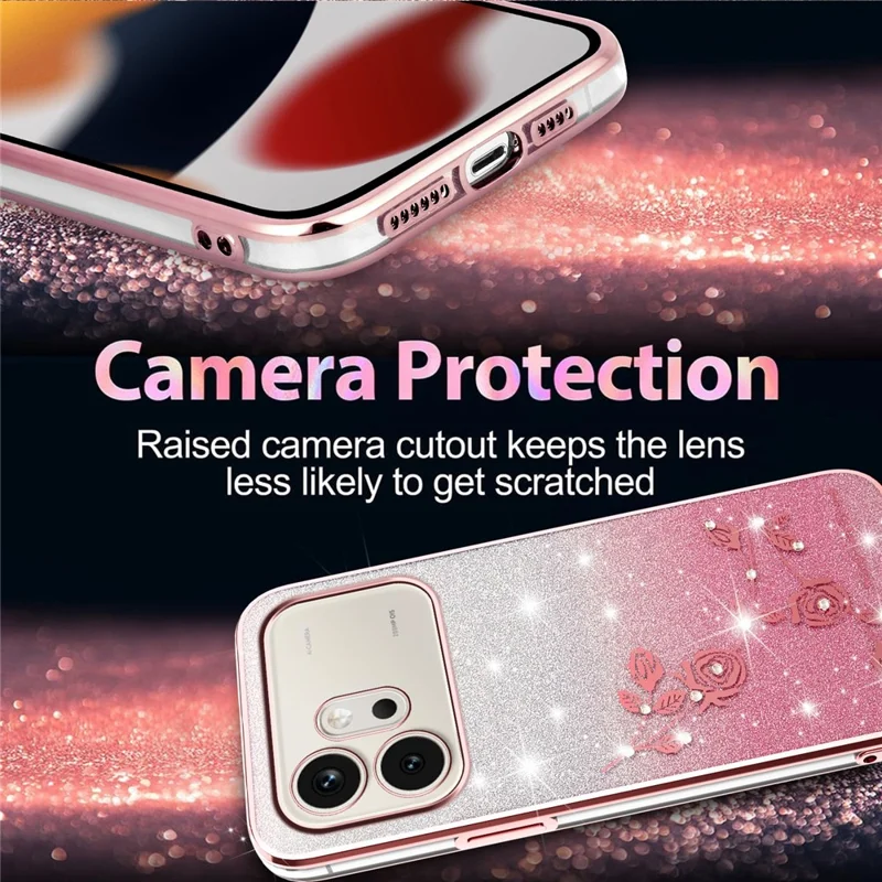 KADEM For Honor 600 5G Phone Case Flower TPU Flexible Gradient Phone Cover - Pink