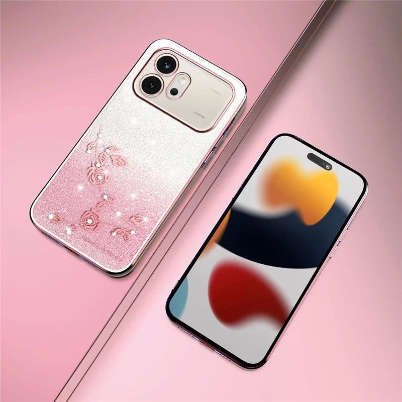 KADEM For Honor 600 5G Phone Case Flower TPU Flexible Gradient Phone Cover - Pink