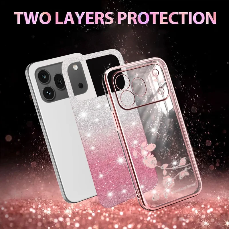 KADEM For Honor 600 Pro 5G Phone Case Flower TPU Flexible Gradient Phone Cover - Pink