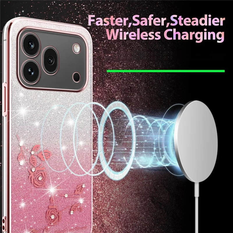 KADEM For Honor 600 Pro 5G Phone Case Flower TPU Flexible Gradient Phone Cover - Pink