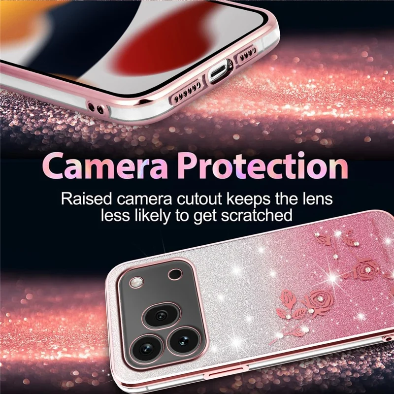 KADEM For Honor 600 Pro 5G Phone Case Flower TPU Flexible Gradient Phone Cover - Pink