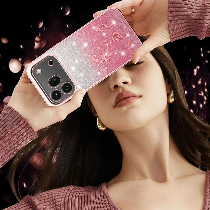 KADEM For Honor 600 Pro 5G Phone Case Flower TPU Flexible Gradient Phone Cover - Pink