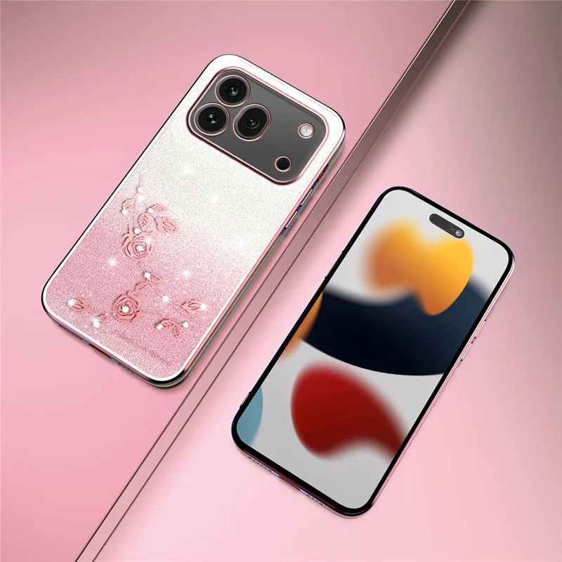 KADEM For Honor 600 Pro 5G Phone Case Flower TPU Flexible Gradient Phone Cover - Pink