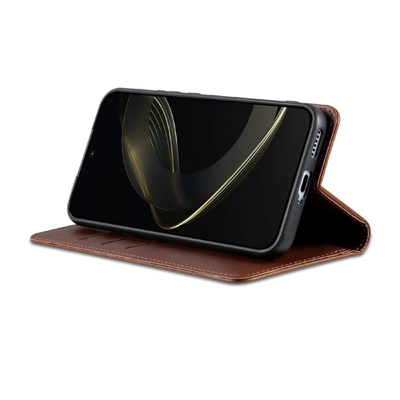 AZNS For Oppo Find X9 Ultra 5G Case Cowhide Texture PU Leather Wallet Phone Cover - Coffee