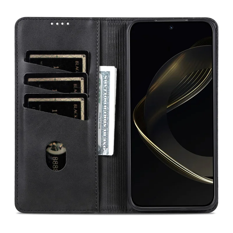 AZNS til Oppo Find X9s Pro 5G hylster med kuets struktur i PU-læder pengebetalingsdæksel til telefon - Sort