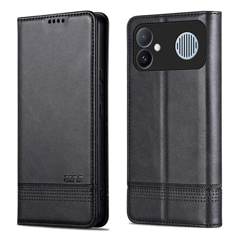 AZNS för Xiaomi Redmi K90 Max 5G skal Skinnstruktur PU-läder plånbok mobilskal - Svart