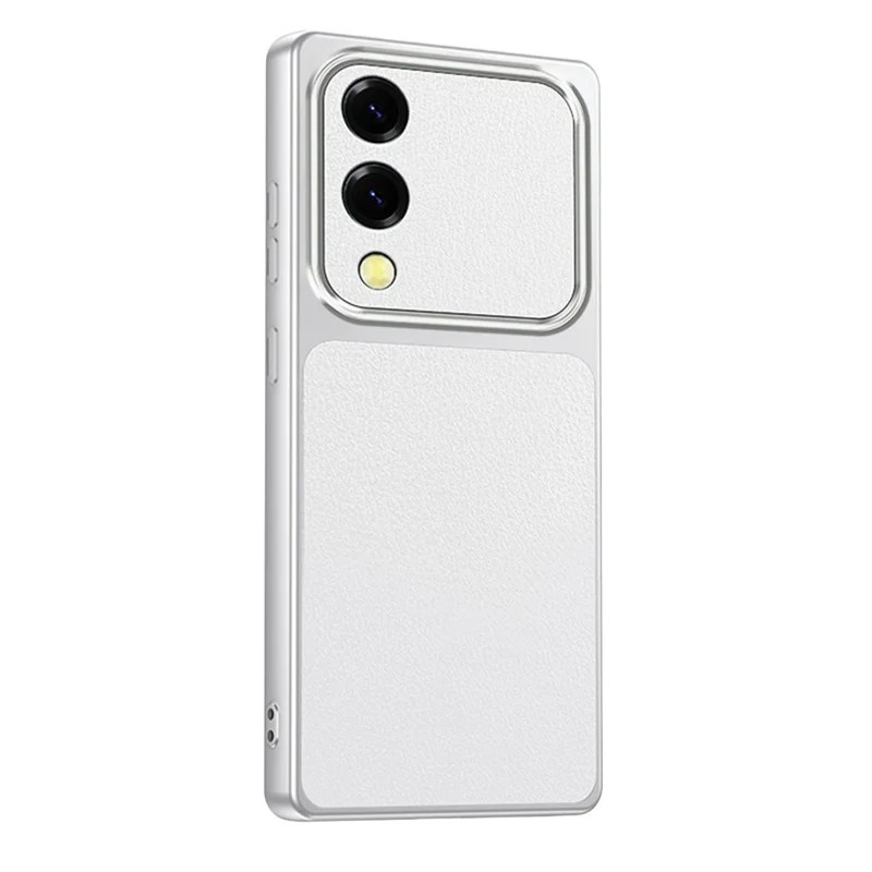 For Samsung Galaxy S25 Edge Case Sheepskin Texture Leather Coated TPU Phone Cover with Precise Camera Cutouts - White