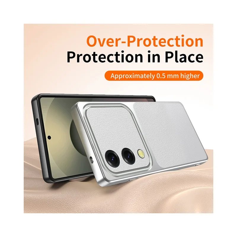 For Samsung Galaxy S25 Edge Case Sheepskin Texture Leather Coated TPU Phone Cover with Precise Camera Cutouts - White