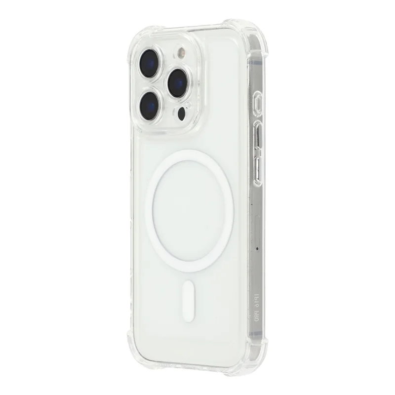 For iPhone 16 Pro Magnetic Case Electroplated Buttons PC TPU Shockproof Clear Cover - Transparent