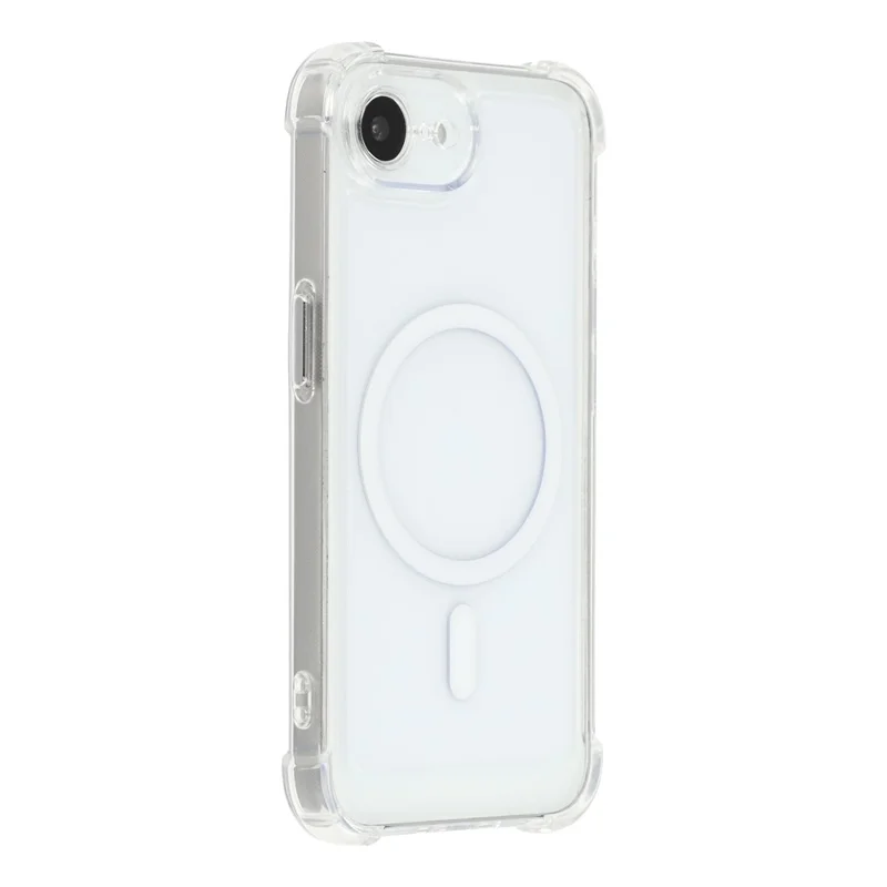 Magnetic Case For iPhone 17e  /  16e Electroplated Buttons PC TPU Shockproof Clear Cover - Transparent