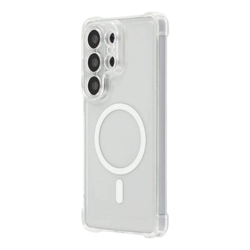 For Samsung Galaxy S25 Ultra Magnetic Case Electroplated Buttons PC TPU Shockproof Clear Cover - Transparent