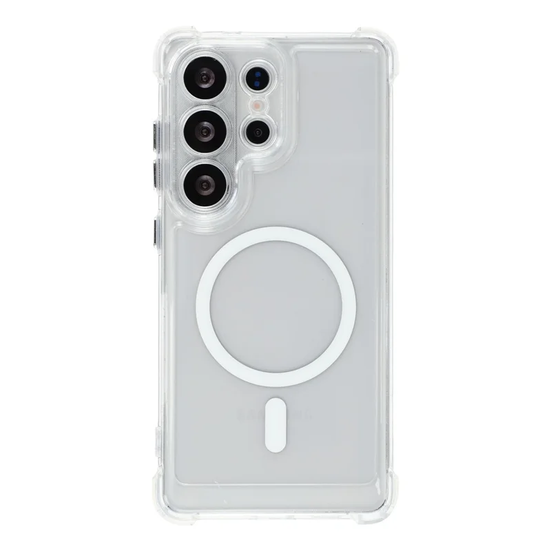 For Samsung Galaxy S25 Ultra Magnetic Case Electroplated Buttons PC TPU Shockproof Clear Cover - Transparent