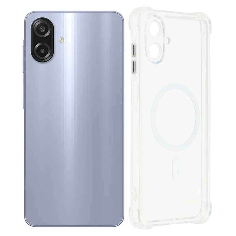 Magnetic Case For Samsung Galaxy A07 4G  /  5G Electroplated Buttons PC TPU Shockproof Clear Cover - Transparent