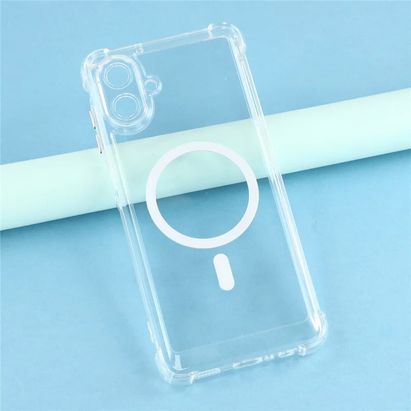 Magnetic Case For Samsung Galaxy A07 4G  /  5G Electroplated Buttons PC TPU Shockproof Clear Cover - Transparent