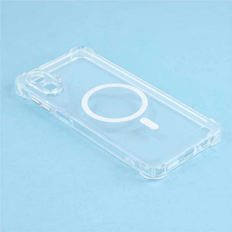 Magnetic Case For Samsung Galaxy A07 4G  /  5G Electroplated Buttons PC TPU Shockproof Clear Cover - Transparent