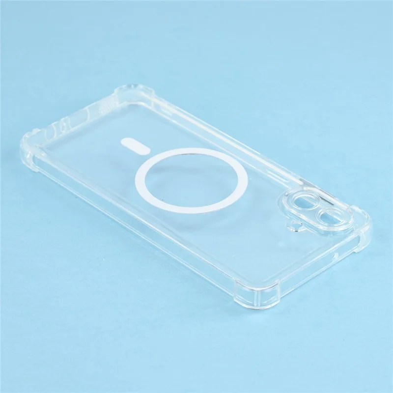 Magnetic Case For Samsung Galaxy A07 4G  /  5G Electroplated Buttons PC TPU Shockproof Clear Cover - Transparent
