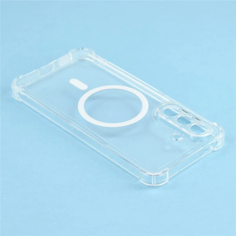 Magnetic Case For Samsung Galaxy A17 5G  /  4G Electroplated Buttons PC TPU Shockproof Clear Cover - Transparent