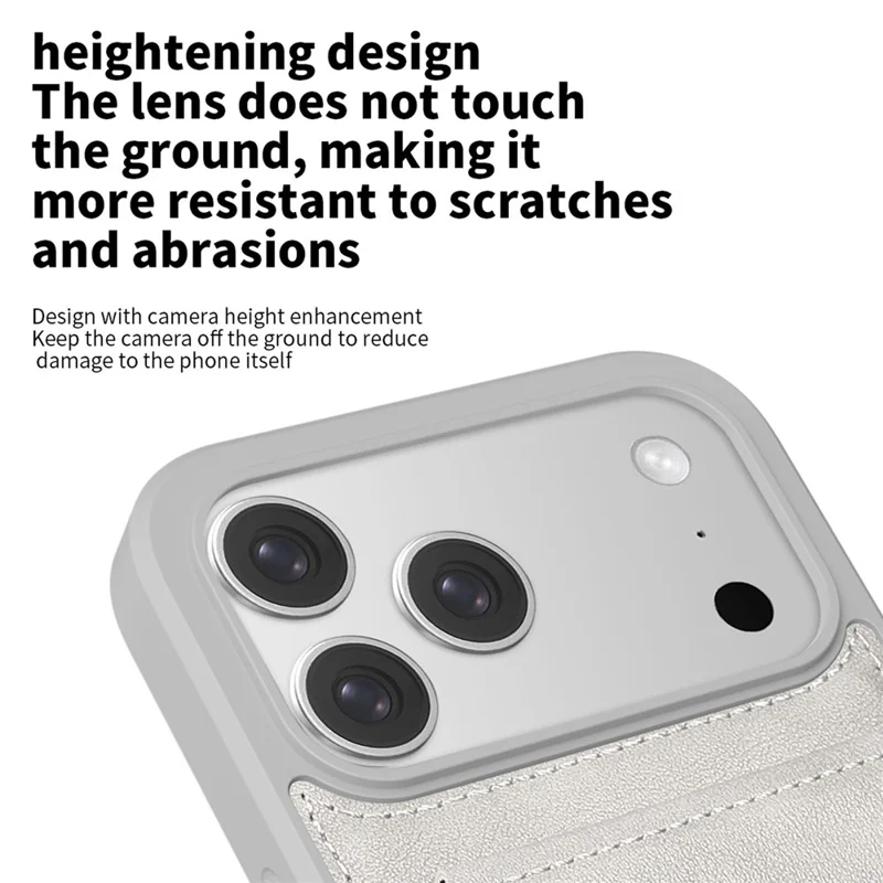 For iPhone 17 Pro Max Case Multi-Card Slots Kickstand Leather + PC + TPU Shockproof Phone Cover - Grey