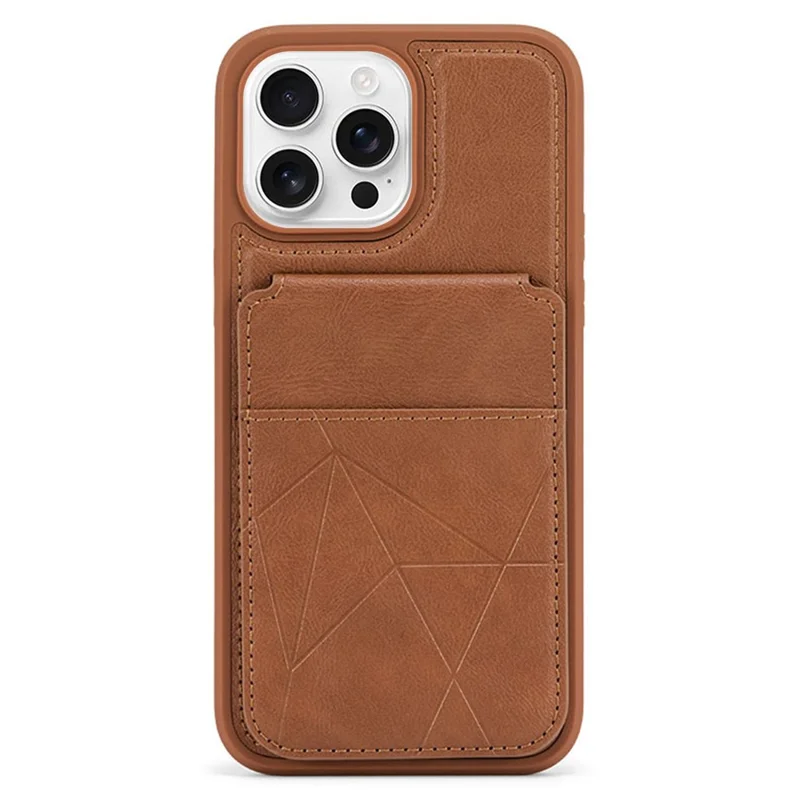 For iPhone 16 Pro Max Case Multi-Card Slots Kickstand Leather + TPU Shockproof Phone Cover - Brown