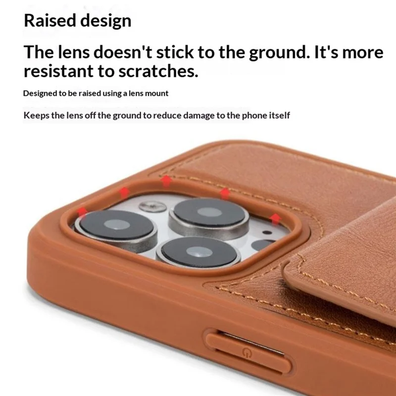 For iPhone 16 Pro Max Case Multi-Card Slots Kickstand Leather + TPU Shockproof Phone Cover - Brown