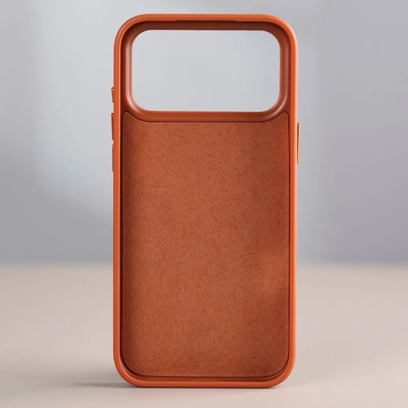 For iPhone 17 Pro Magnetisk Case Sammensat Gittermønster PU Læder TPU Telefondæksel - Orange