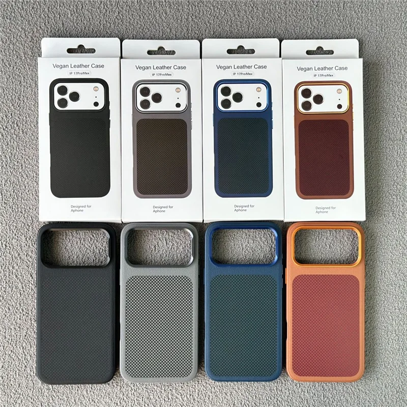 For iPhone 17 Pro Magnetisk Case Sammensat Gittermønster PU Læder TPU Telefondæksel - Orange