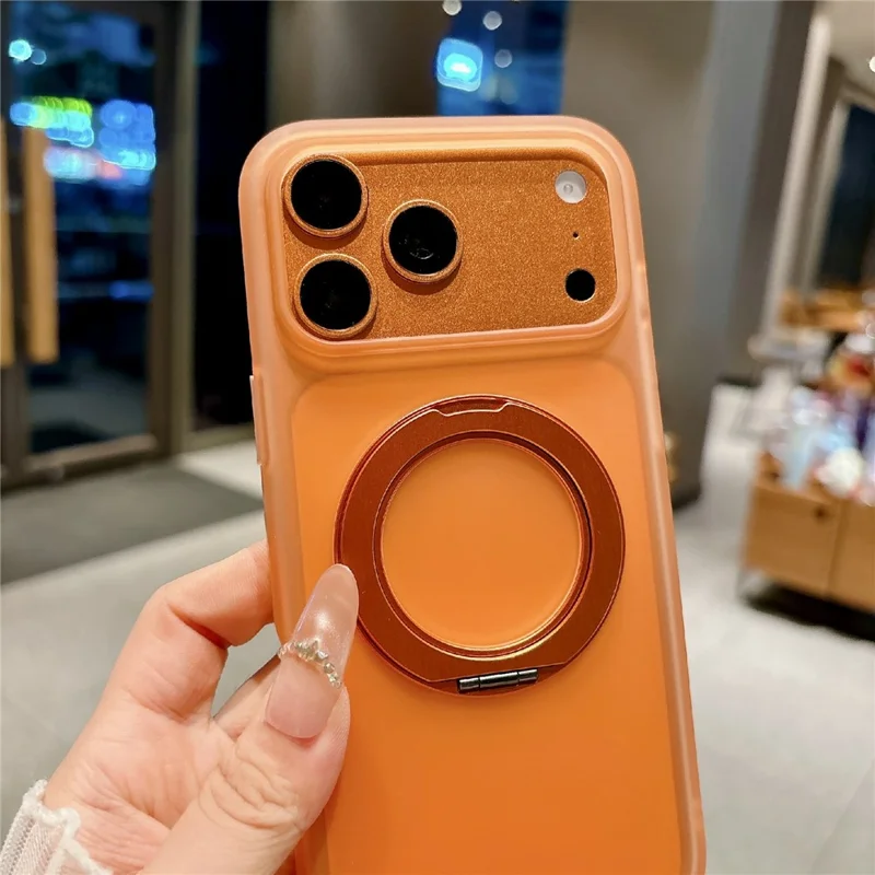 For iPhone 17 Pro Case Rotating Kickstand TPU + PC Phone Protective Cover - Orange