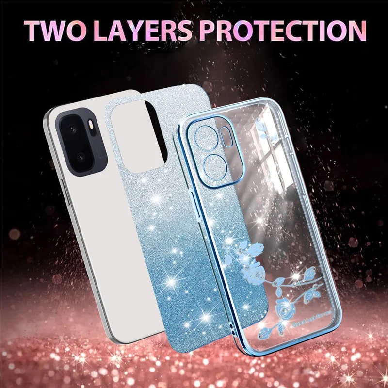 KADEM For OnePlus Ace 6 Ultra 5G Phone Case Flower TPU Flexible Gradient Phone Cover - Blue