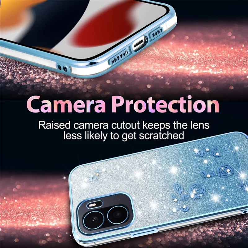 KADEM For OnePlus Ace 6 Ultra 5G Phone Case Flower TPU Flexible Gradient Phone Cover - Blue