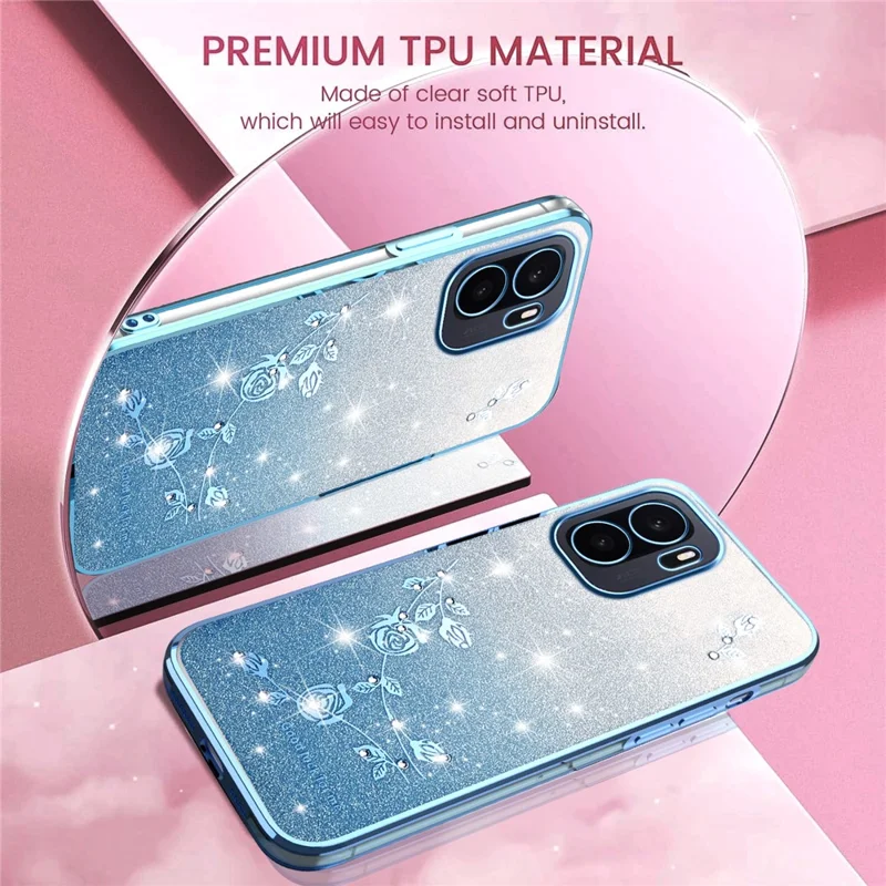 KADEM For OnePlus Ace 6 Ultra 5G Phone Case Flower TPU Flexible Gradient Phone Cover - Blue