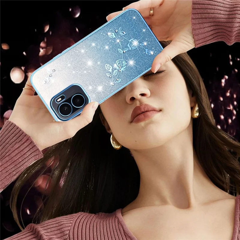 KADEM For OnePlus Ace 6 Ultra 5G Phone Case Flower TPU Flexible Gradient Phone Cover - Blue
