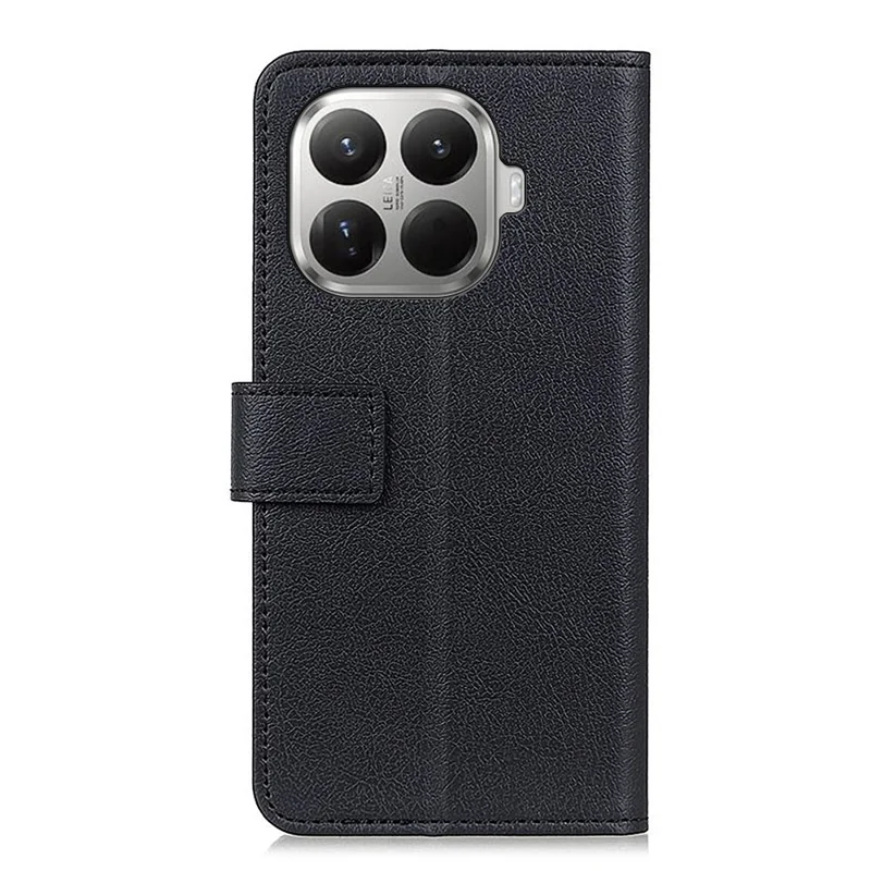 غطاء هاتف لـ Xiaomi 17T Pro من جلد PU بنية واقف ومحفظة - أسود