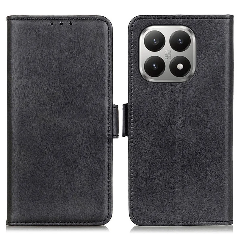 For Xiaomi 17T Case Stand Cowhide Texture PU Leather Phone Cover - Black