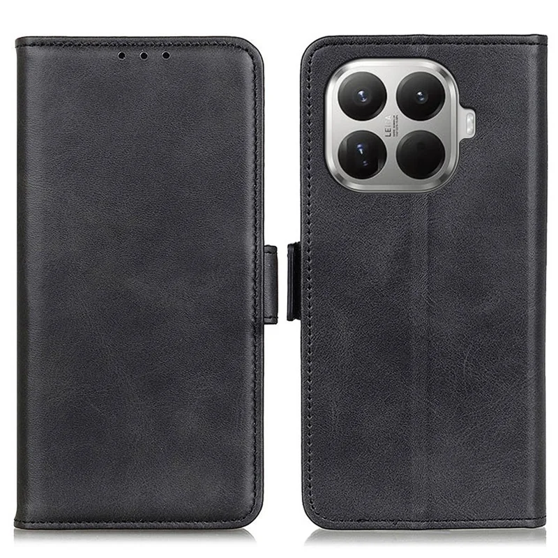 For Xiaomi 17T Pro Case Stand Cowhide Texture PU Leather Phone Cover - Black