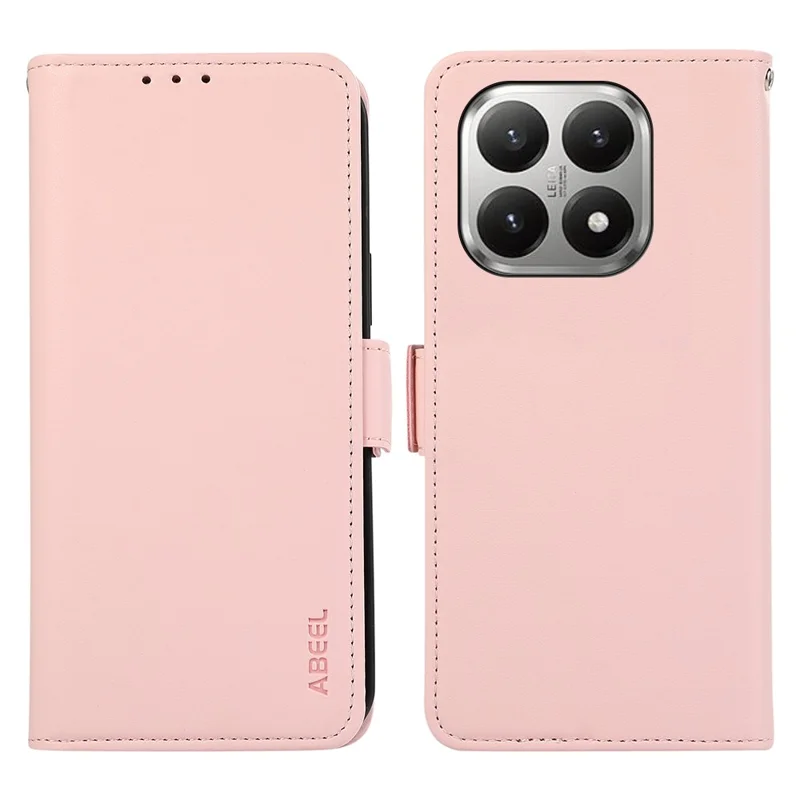 ABEEL For Xiaomi 17T Case Leather Phone Cover with RFID Blocking Wallet - Pink