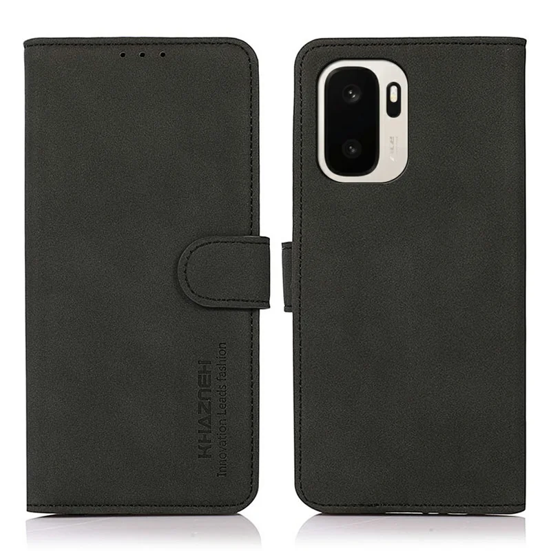KHAZNEH For OnePlus Ace 6 Ultra 5G Case Anti Scratch PU Leather Wallet Stand Phone Cover - Black