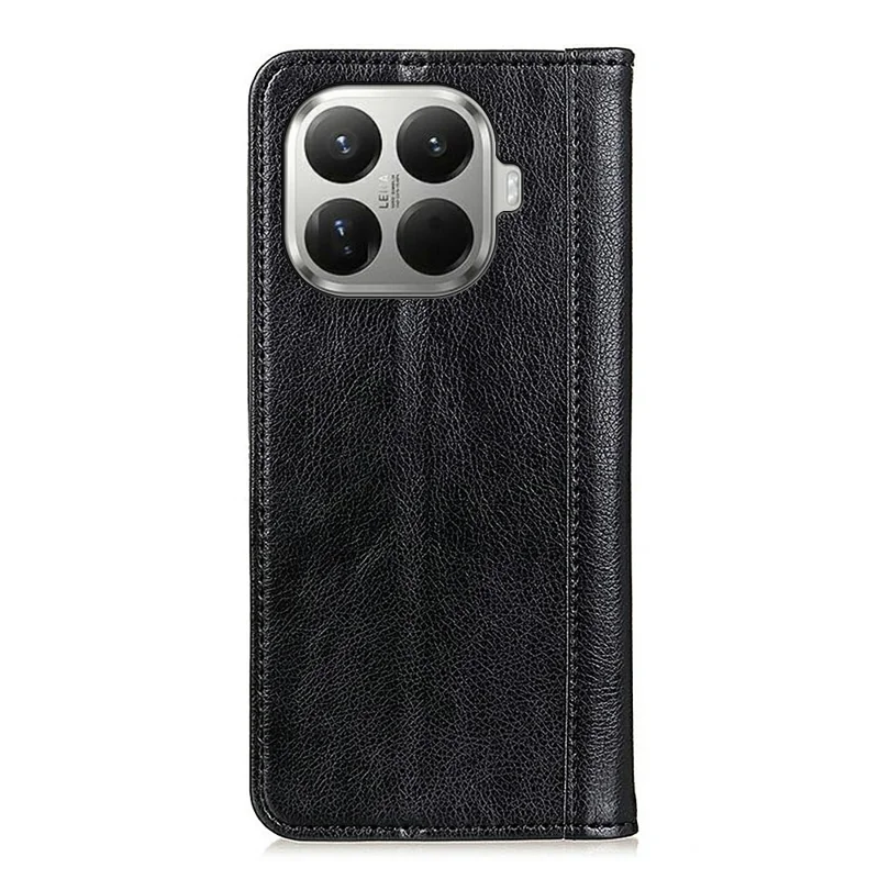 For Xiaomi 17T Stand Case Split Leather Litchi Texture Wallet Phone Cover - Black