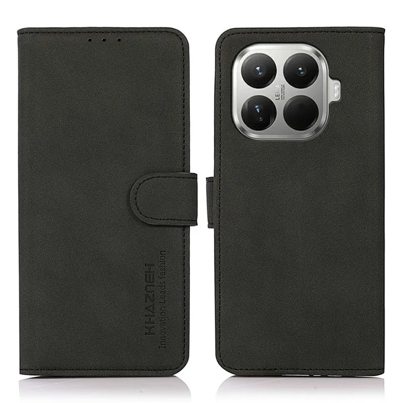 KHAZNEH For Xiaomi 17T Case Anti Scratch PU Leather Wallet Stand Phone Cover - Black