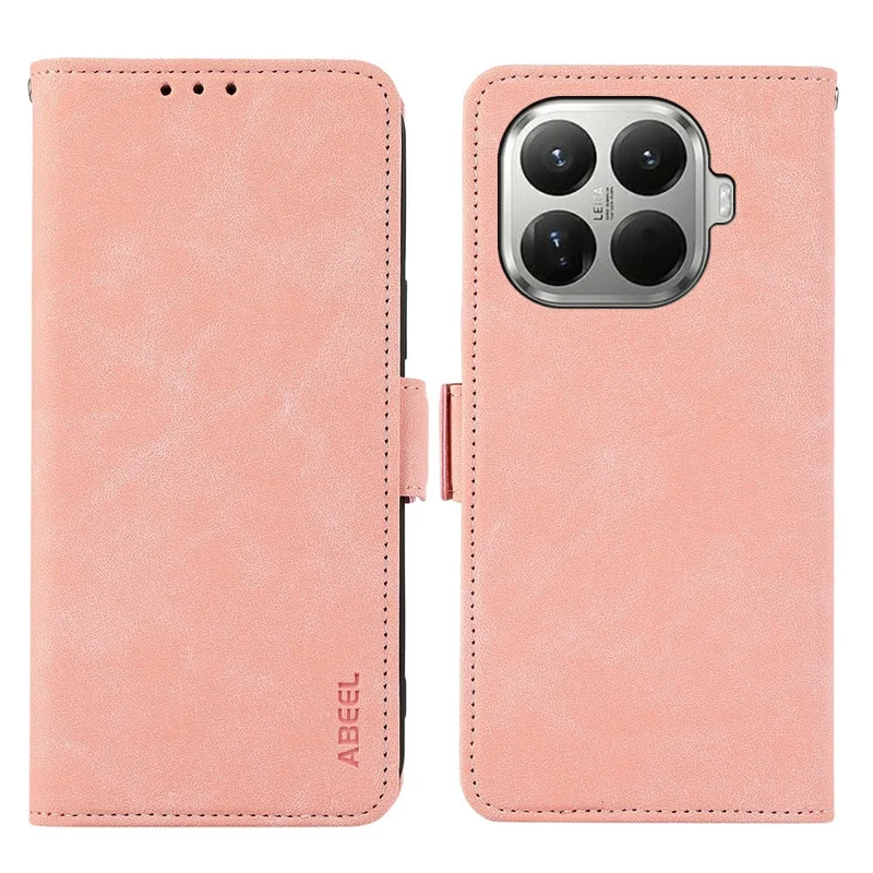 ABEEL For Xiaomi 17T Case PU Leather Folio Stand View RFID Blocking Phone Cover - Pink