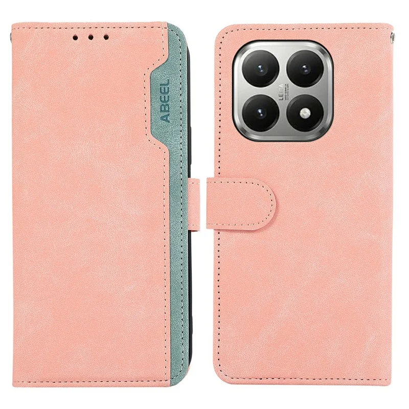 ABEEL For Xiaomi 17T Pro Case Color Splicing Leather Flip Phone Cover RFID Blocking - Pink