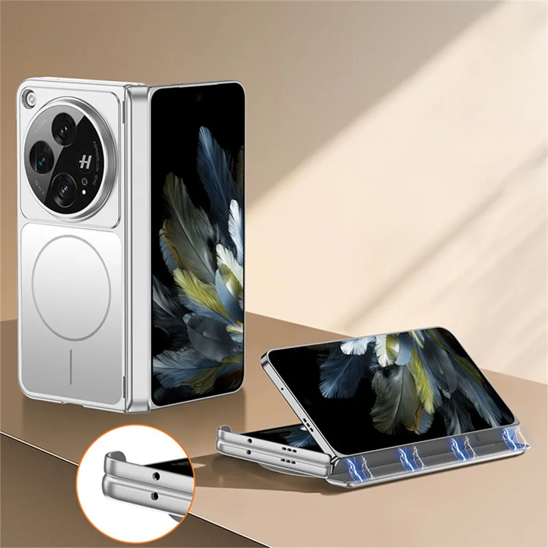 GKK for Oppo Find N3 5G Magnetic Case Hard PC Ultra Thin Protective Cover with Screen Protector - Silver